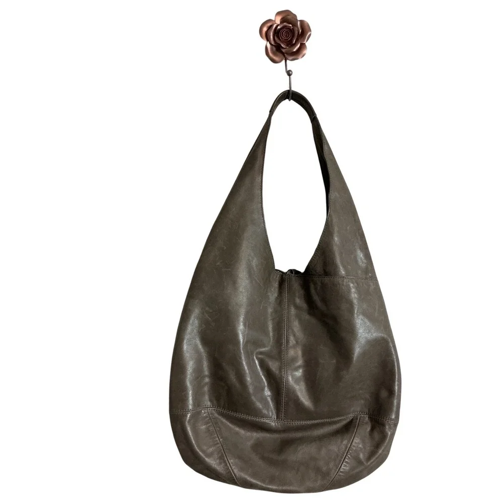 Lucky Brand Sage Green Leather Smooth Grain Mia Hobo Bag